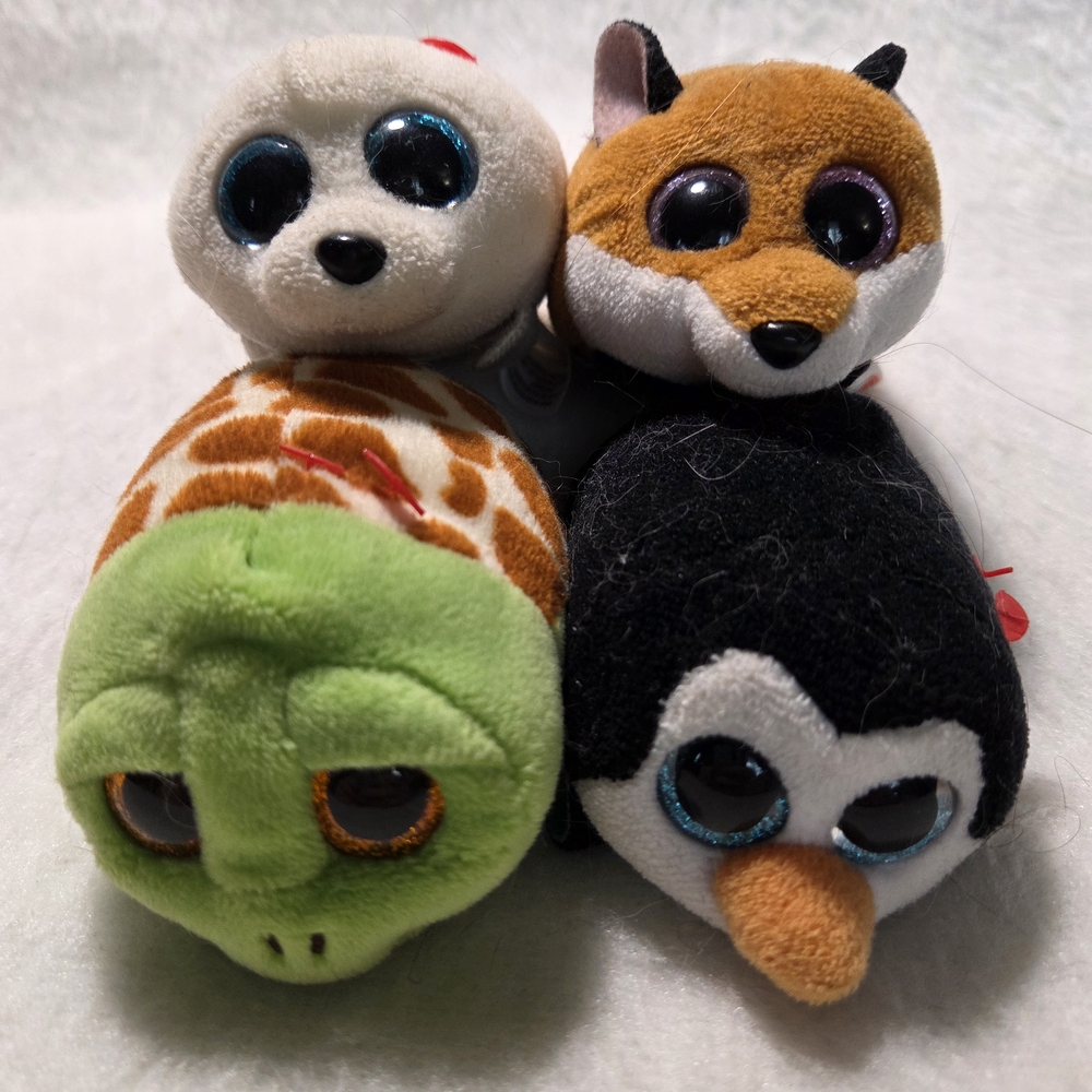 SLIPPERY FINLEY POCKET CRUISER Teeny Tys Beanie Babies NO TAGS Bundle of 4